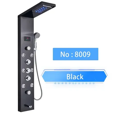 Produktbild von LED-Duschpaneel, digitales Temperaturdisplay, wandmontierte Installation, Schwarz 8009
