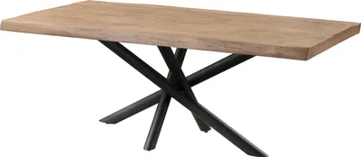 Image de MASSIVMOEBEL24 | Table à Manger en bois de Manguier 220x100x76 beige laqué / pieds Mikado anthracite matte FREEFORM 5