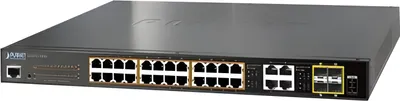 Zdjęcie produktu dla PLANET GS-4210-24P4C, Zarządzany, L2/L4, Gigabit Ethernet (10/100/1000), Obsługa PoE, Możliwości montowania w stelażu, 1U