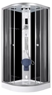 Produktbild von Komplettdusche 90×90×215 cm, Duschtasse, Gleittüren, 5 mm ESG, Armatur