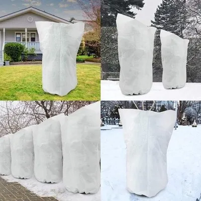 Produktbild von 4er-Pack Pflanzenschutzhüllen mit Kordelzug, 120 x 80 cm, warm, zum Schutz vor Frost, Staub und Insekten im Winter.
