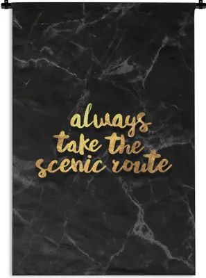 Produktbild von MuchoWow® Wandteppich Wandbehang Zitate - Sprichwörter - Gold - Marmor 90x135 cm Tapisserie Dekoration Wandtuch - Baumwolle - Wandskulptur