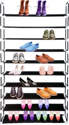 Image de Étagère à chaussures avec 10 compartiments porte-chaussures étagère à chaussures nouvelle, couleur:noir
