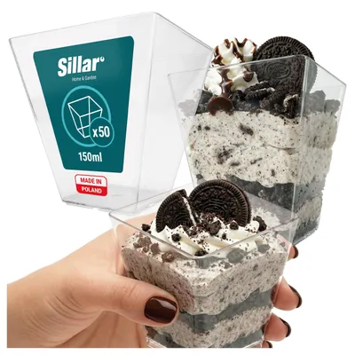Produktbild von Sillar 50 x Dessertbecher, 150ml Behälter, Satz für Kuchen, Mousse und Nachspeisen