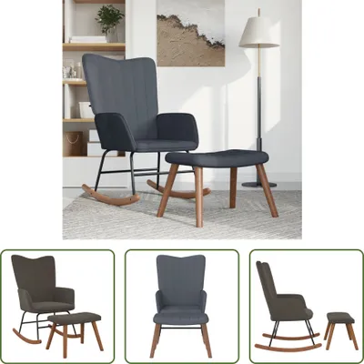 Produktbild von The Living Store Schaukelstuhl mit Hocker Samt Dunkelgrau