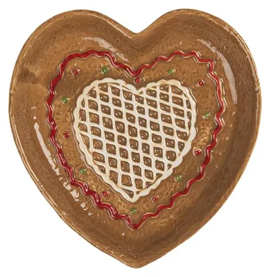 Immagine prodotto di Clayre & Eef Piatto da colazione Cuore 17x17x3 cm in Vetroceramica marrone