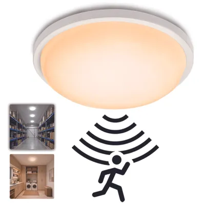 Zdjęcie produktu dla NAIZY, lampa sufitowa LED 15W z czujnikiem ruchu radarowym, ultracienka, okrągła lampa sufitowa IP44, ciepła biel, 1 sztuka, lampa do przedpokoju, schodów, kuchni