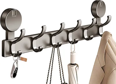 Produktbild von Saugnapf-Türhaken Badezimmer-Handtuchhalter Starke Tragkraft Rostfrei Einfache Installation Multifunktionaler Handtuchhalter Duschhaken