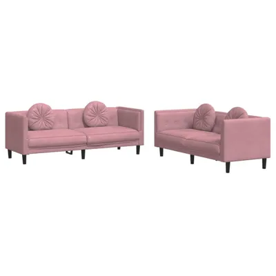 Imagen del producto de vidaXL Juego de 2 sofás con cojines, color rosa, tapizados en terciopelo