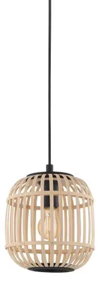 Image de Eglo Suspension Bordesley noir-nature Ø 21 cm E27, max. 60 W