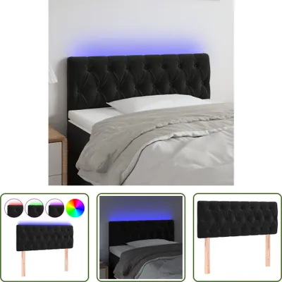 Produktbild von The Living Store LED Kopfteil Schwarz 90x7x78/88 cm Samt