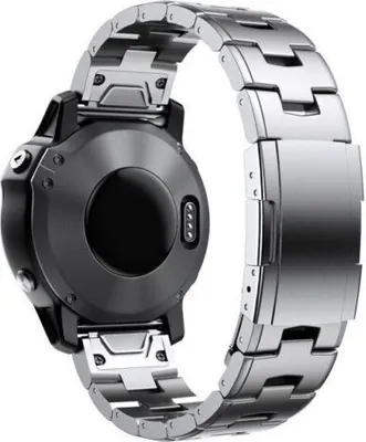 Produktbild von Strap-it Titanarmband - Kompatibel mit Garmin Fenix 7x Armband Hochwertiges Material -Titanium Butterfly faltschließe für Armband Silber 26mm Smartwatch