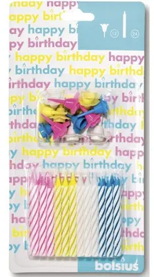 Immagine prodotto di Candele di compleanno Bolsius con supporto 12 pezzi