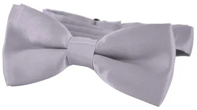 Immagine prodotto di DonDon® Elegante papillon per bambini, già annodato e regolabile in lunghezza, 9 x 4,5 cm, grigio lucido effetto seta