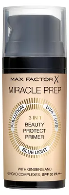 Zdjęcie produktu dla Max Factor Miracle Prep Beauty Protect SPF30 PA+++, Skóra uniwersalna, 30 ml, Płynny, Buteleczka z pompką, Priming, Ochrona, Radiant
