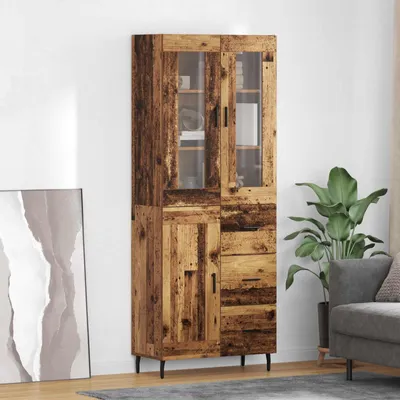 Image de vidaXL Meuble haut, 2 pièces, bois d'œuvre, 69,5 x 34 x 180 cm, matériau de bois