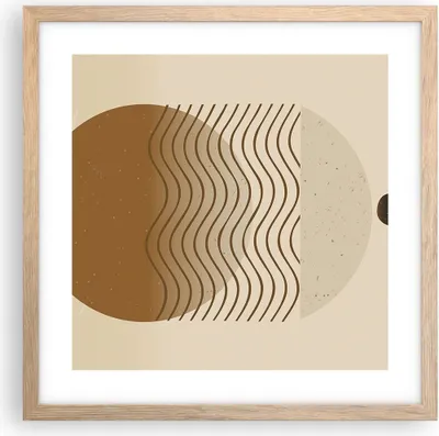 Produktbild von Gerahmtes Poster - Rahmen in heller Eiche - Abstraktion Geometrie Minimalismus - 40x40 cm - Wand Bild - Wanddeko - Wandbilder - Kunstposter - Wandposter - Bilderrahmen - Bilder - P2NAC40x40-5043
