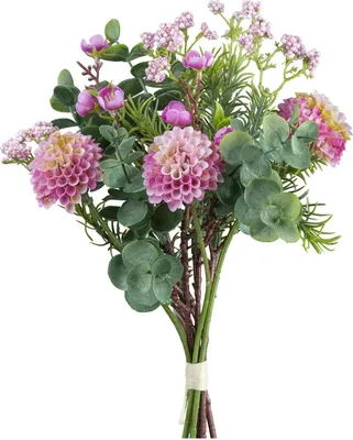 Produktbild von Künstlicher Pompondahlien-Mixbund, Blumenstrauß mit Dahlien, Lila Pink