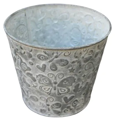 Produktbild von Zink Blumentopf Schmetterling & Herz Vintage-Stil 12cm