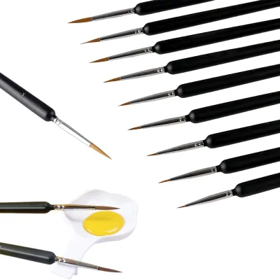 Produktbild von Feine Pinsel Set - 11-teilig - Für Acryl, Aquarell und Detailarbeiten