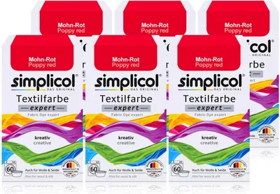 Produktbild von Simplicol Textilfarbe expert Mohn-Rot 150g - Farbe zum Färben (6er Pack)
