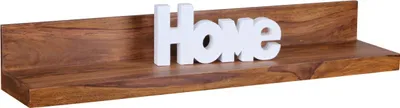 A wooden shelf with the word "Home" on it.