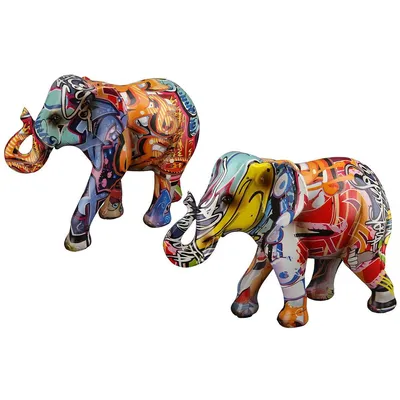 Produktbild von Gilde Dekofigur Indoor - Elefanten Street Art Set 2-tlg. - Skulptur Statue Dekoration Wohnen