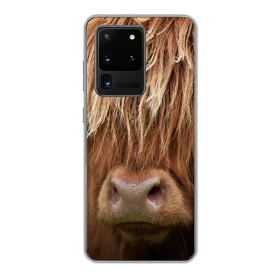 Produktbild von MuchoWow® Handyhülle Schutzhülle Hülle für Samsung Galaxy S20 Ultra Schottischer Highlander - Nase - Haare Silikon Softcase Handy Hülle - Karteninhaber