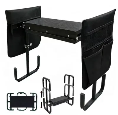 Immagine prodotto di Panca pieghevole 2-in-1 per il giardino, con supporto per le ginocchia e tasca porta-attrezzi - Colore: nero