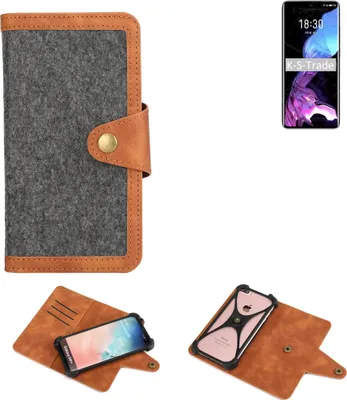 Produktbild von K-S-Trade Schutzhülle Handyhülle kompatibel mit Meizu 18 Filz Hülle Kunst-Leder dunkelgrau braun (1x)