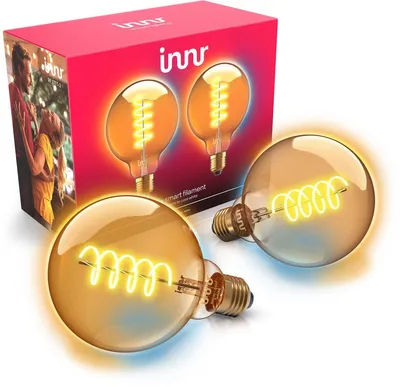 Productafbeelding van Innr E27 filament lamp - geschikt voor Philips Hue - Zigbee - LED smart bulb - warmwit tot koelwit licht - Globe - dimbaar - 640 Lumen - 2-pack