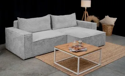 Produktbild von Kaiser Möbel Hugoo-Ecksofa mit Schlaffunktion, L-förmiges stoff Velo Grau Rechts