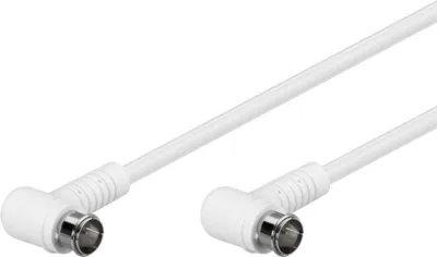 Produktbild von Goobay 67342 Gewinkeltes SAT Antennenkabel (80 dB), 2x geschirmt, 2.5 m, Weiß - F-Stecker (Quick) 90° > F-Stecker (Quick) 90° (vollständig geschirmt)