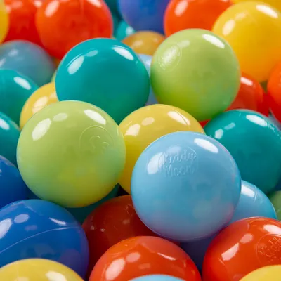Produktbild von KiddyMoon 200 ∅ 7cm kinder bälle spielbälle für bällebad baby plastikbälle  eu, hellgrün/orange/türkis/blau/baby blau/gelb