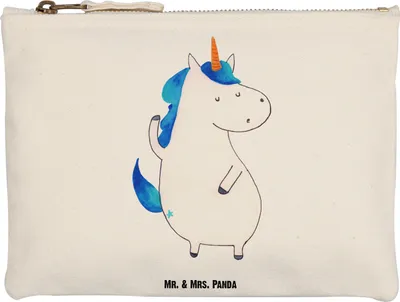 Produktbild von Mr. & Mrs. Panda Federtasche Einhorn Mann Grösse XL Große - Weiß - Geschenk, Stifteetui, Unicorn, Pouch, Kulturtasche, Waschbeutel, aufbewahrungstasche, BFF, Familie