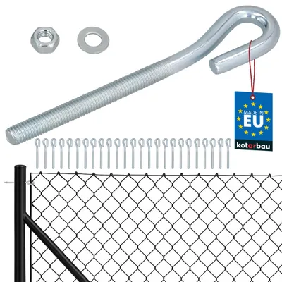 Image de KOTARBAU® Lot de 25 Tendeur Grillage M10 Tendeur Cable Clôture Acier Galvanisé Crochet Fileté avec Écrou et Rondelle Tendeur Fil de Fer Argenté Fermé