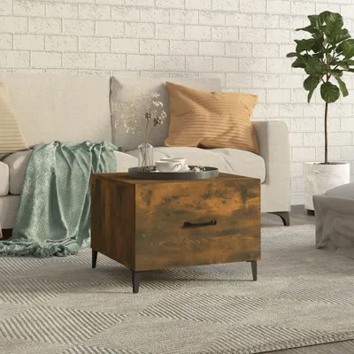 Produktbild von "2026 Promotion" Couchtisch Wohnzimmer - Kaffeetisch - mit Metallbeinen Räuchereiche 50x50x40 cm - Sofatisch CC28276