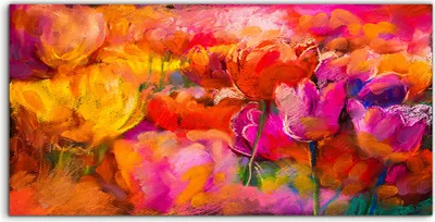 Produktbild von Coloray Acrylbild 140x70  Wandbild Acrylbilder Blumen Moderne Malerei Schönen Tulpen