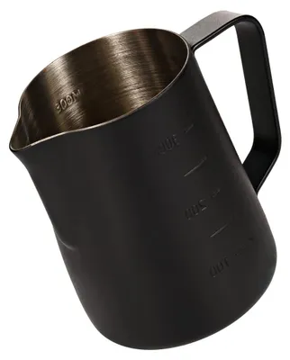 Milchschäumkrug 350 ml Edelstahl, schwarz, mit Messskala