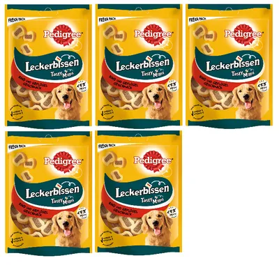 Produktbild von PEDIGREE® Leckerbissen Tasty Minis Portionsbeutel mit Rind und Geflügel Geschmack 5 x 155g