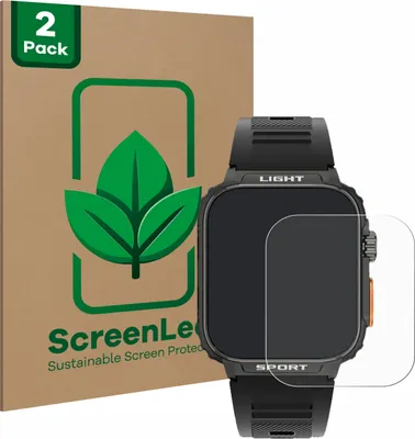 Produktbild von 2x ScreenLeaf Schutzfolie für Bekomiya Smartwatch 1.91" nachhaltiger Displayschutz Display Schutz Folie Klar Transparent