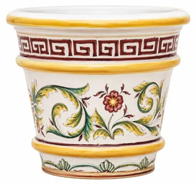 Produktbild von Casa Padrino Luxus Keramik Blumentopf Weiß / Bunt Ø 52 x H. 40 cm - Garten Deko