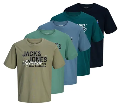 Produktbild von 5er Pack JACK & JONES Herren T-Shirts Logo Tee Crew Neck