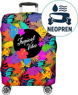 Obrázok produktu pre Obal na kufor 23-26 palcov, cestovný neoprénový obal na kufor, elastický a prateľný, ochranný obal na kufor, obal na kufor, stredný M (V56-65 Š40-47 D24-28 cm) Tropical Vibes [083]