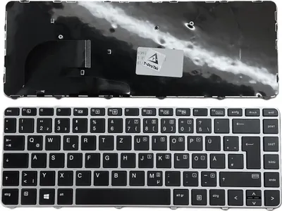 Productafbeelding van Duits toetsenbord, zwart, met zilveren frame, TrackPoint, geschikt voor HP EliteBook 840 G3 Y3B70EA