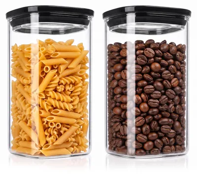 Immagine prodotto di Set di 2 contenitori per alimenti da 1200 ml ciascuno, con coperchio in vetro, ermetici grazie alla guarnizione in silicone, contenitori quadrati in vetro borosilicato resistenti da -40 a 400 °C, trasparenti