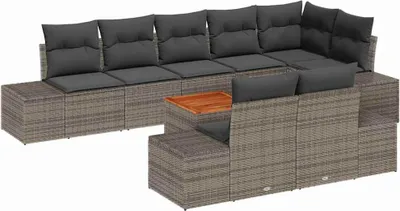 Immagine prodotto di Set divano da giardino con contenitore vidaXL, 9 pezzi, grigio