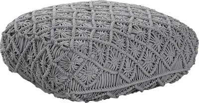 Produktbild von BELIANI Bodenkissen Grau Baumwolle 50 x 50 x 20 cm Makramee Muster Quadratisch Modernes Design Sitzkissen für Wohnzimmer Schlafzimmer