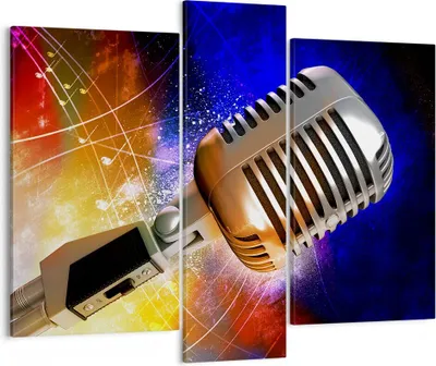Produktbild von Bild auf Leinwand - Leinwandbild - Mikrofon Musik Sänger - 95x80cm - Wand Bild - Wanddeko - Leinwanddruck - Bilder - Kunstdruck - Wanddekoration - Leinwand bilder - Wandkunst - CB95x80-0450