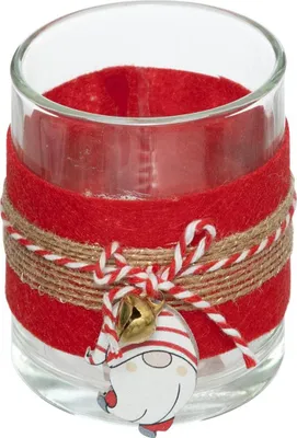 Produktbild von Weihnachts-windlicht in form eines zwergs aus glas und filz, h. 8 cm - Feeric Lights & Christmas